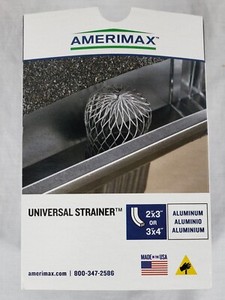 Amerimax Universal Strainer Aluminum Fits 2"x3" or 3"x4" Gutters New