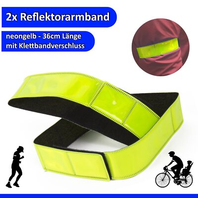2x Reflektorband Leuchtarmband Reflexband Reflektierendes Band Joggen Fahrrad