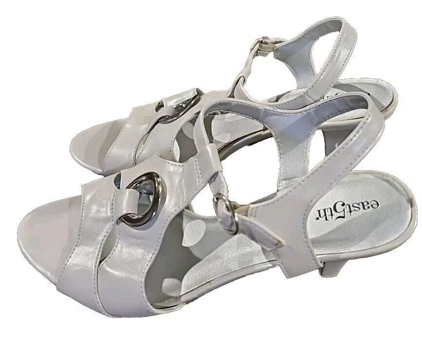 Zapatos de salón East 5th Kitten con tacón peep toe gris escarcha para mujer talla 9 T08 Foto 2 de 4