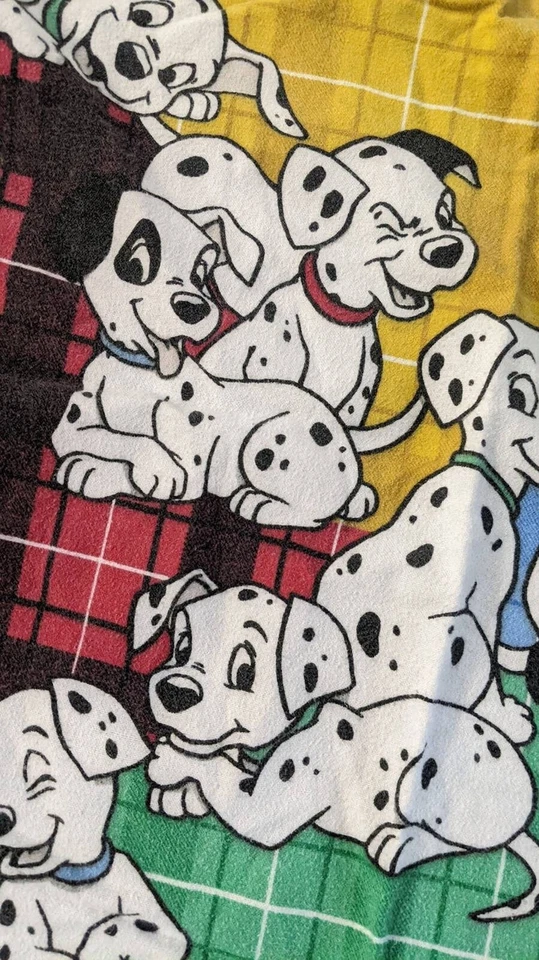 Sábana de franela de algodón ajustada doble Disney 101 Dálmatas de colección RARA años 90 Foto 4 de 4