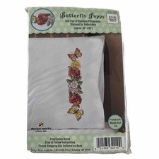 Tobin Stamped For Embroidery Pillowcase Pair 20"X30"-Butterfly Poppy