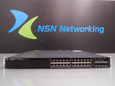 Cisco 3650 WS-C3650-24PD-S 24-Port 2X10G Gigabit PoE+ Switch 2x PWR-C2-640WAC