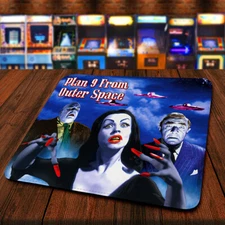Plan 9 From Outer Space Mouse Mat Mousepad Faux Leather Edge Stitched