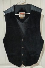 Paragraff Clothing Co Leather Vest Mens Black Sleeveless Oklahoma Snaps Size XL