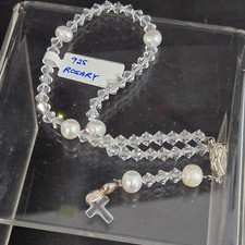 Sterling Silver Rosary Crystal Baby Baptism Child's First Communion