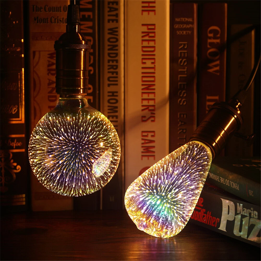 579 3D Vintag Firework LED Bulb Soft Warm LED Light Bulbs 3D Glass