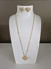 Stainless Steel Set Stud Earring Pendant Necklace Heart