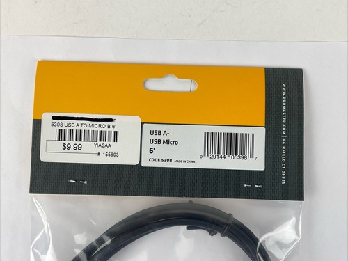 ProMaster #5398 USB 2.0 High Speed Data Cable USB A-USB Micro 6’ New In Package - Picture 8 of 9