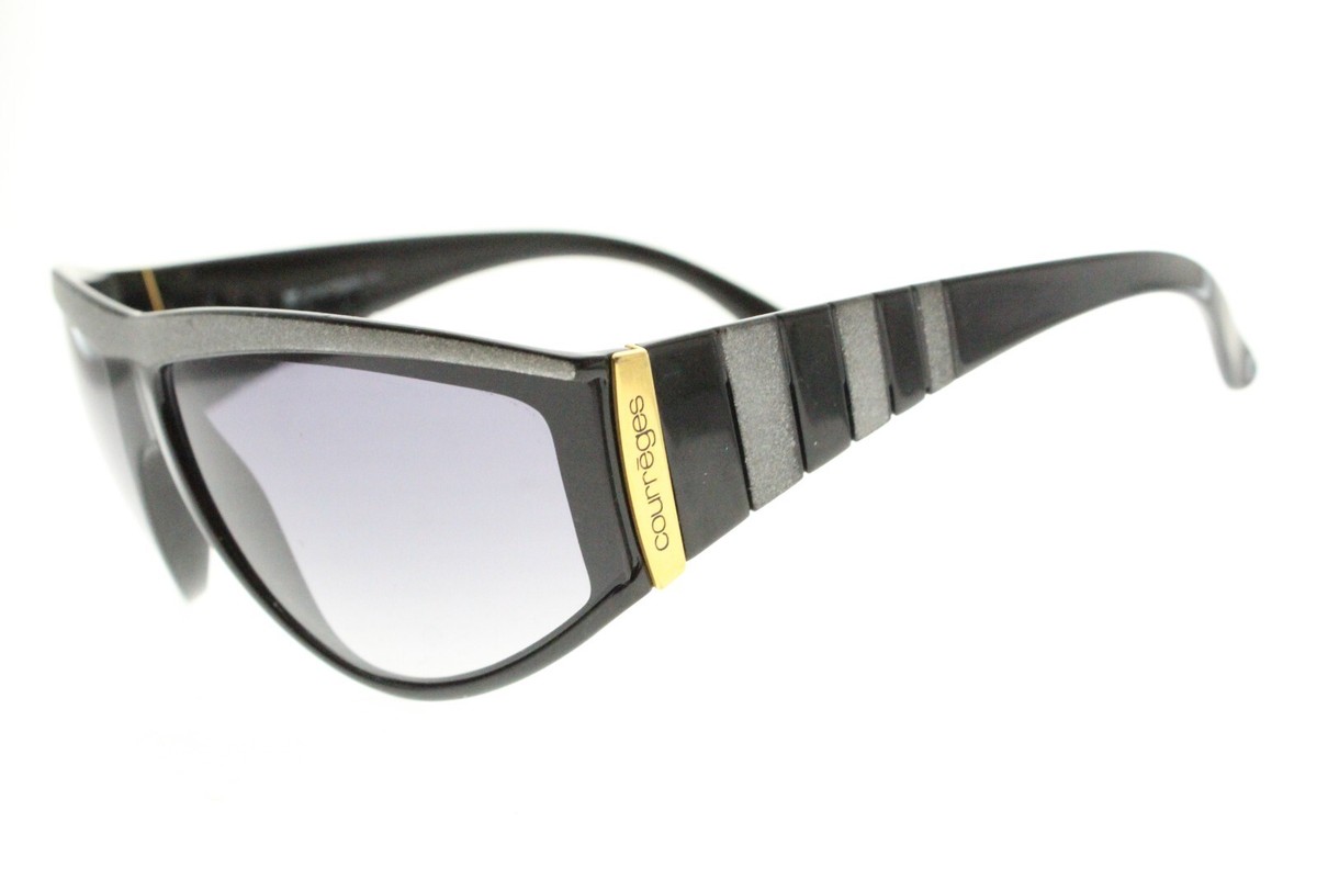 courrèges hommes Vintage Courreges Paris Sunglasses Black Gold Frost 8889-2 124