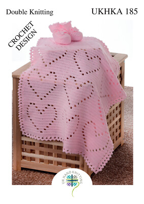 UKHKA 185 Baby gehäkelte Herzdecke & Stiefel in DK 