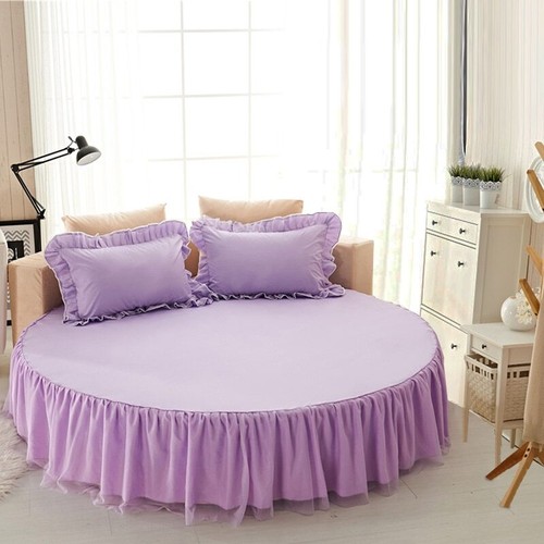 Round Fitted Sheet Cotton Quilted Bedspread Non-slip Mattress Cover Bed Skirts - Picture 11 of 37