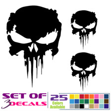 X3 Distressed Punisher Skull Motorcycle Bike Helmet Stickers Decal Kit Sk17