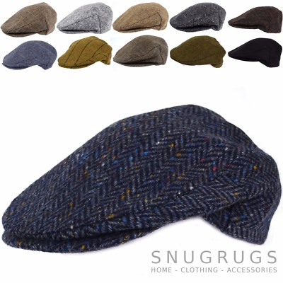 REINE 100% WOLLE FLATCAP SCHIESSMÜTZE MADE IN IRELAND TWEED HERRINGBONE