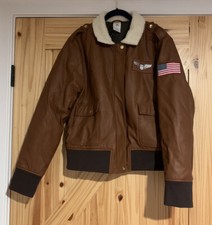 Disney Captain Marvel Bomber Faux Leather Jacket Women's Size Medium Youth Xl
