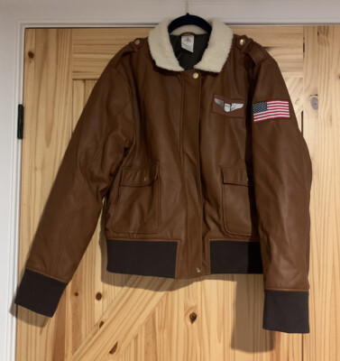 Disney Captain Marvel Bomber Faux Leather Jacket Women's Size