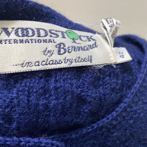 WOODSTOCK Intl. by BERNARD Blue Wool Cardigan Sweater Size 42 NOS Cable Knit - Picture 8 of 12