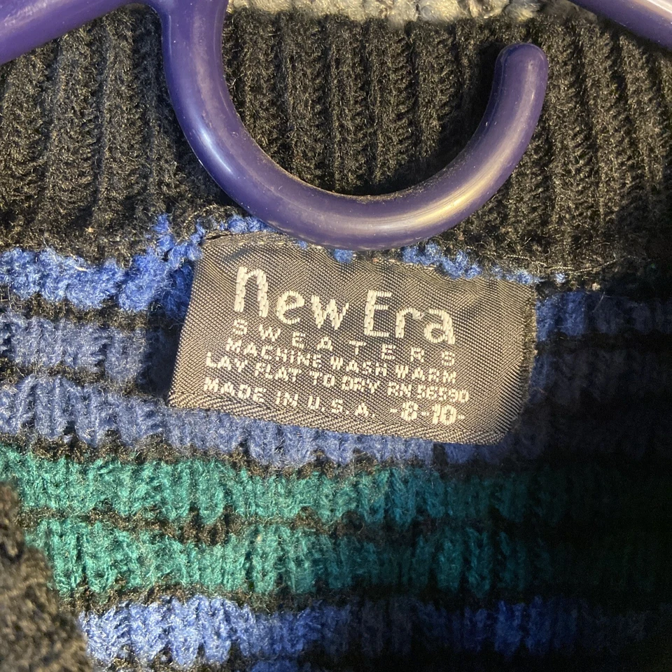 Suéter de Colección Años 90 New Era Juvenil Talla 8-10 Grueso Tejido Abuelo Acrílico Hecho en EE. UU. Foto 4 de 4
