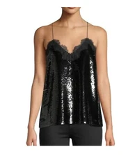 CAMI NYC The racer sequins camisole with lace trim XXS