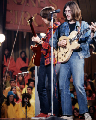 The Beatles John Lennon Playing Guitar Color 16x20 Canvas