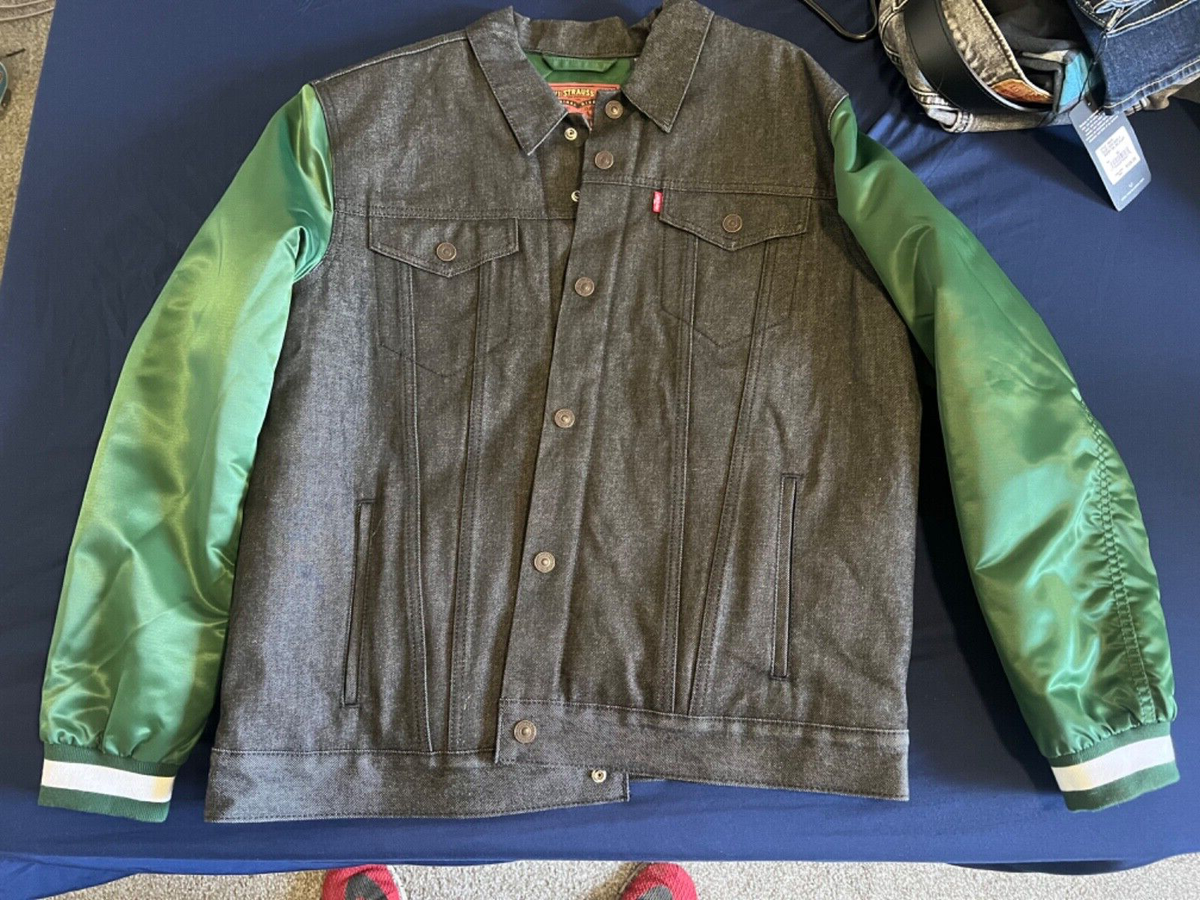 New York Jets Levis NFL Football Denim And Satin Sleeved Jacket