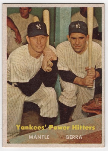 1957 Topps Mickey Mantle Yogi Berra #407 Power Hitters Baseball Card #2