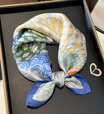 100 Mulberry Silk Scarf 53X53cm butterfly Print Bandana Shawl Neckerchief Wrap