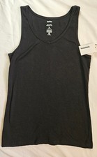 NWT Sonoma Womens Black V-neck Ribbed Everyday Tank Top Size Medium