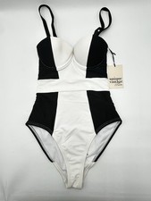 Unique Vintage Swim Black/white Woman  s One-piece Underwire Bustier Top Size XS