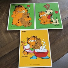 3 Vtg Playschool Garfield puzzles. 1978