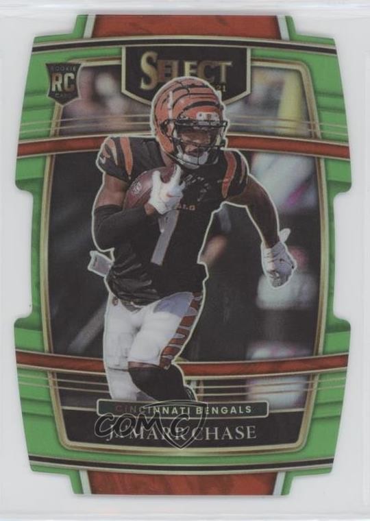 2021 Select Neon Green Prizm Die-Cut 124/349 Ja'Marr Chase #47 Rookie RC