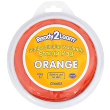 READY 2 LEARN Jumbo Circular Washable Stamp Pad - Green - 5.75" dia. - Orange