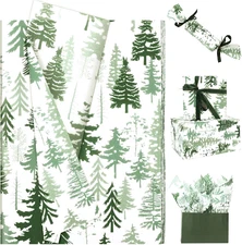 100 Sheets Christmas Tree Tissue Paper, 20 x 14in Watercolor Xmas Tree Gift W...