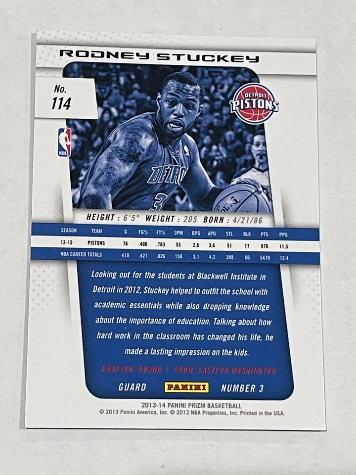 2013-14 Panini Prizm Basketball #114 - Rodney Stuckey - Detroit Pistons - Image 2 of 2