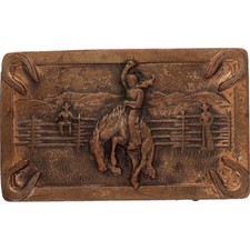 Brass Rodeo Cowboy Bronc Rider Bucking Horse Western Ranch VTG Belt Buckle