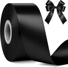 30 Yards 1 1/2 in Black Satin Ribbon for Gift Wrapping Halloween Decoration