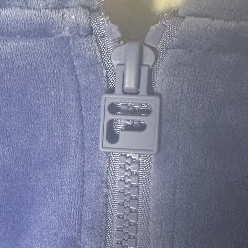 Fila M Giacca da pista in velluto con cappuccio e zip davanti blu con cappuccio