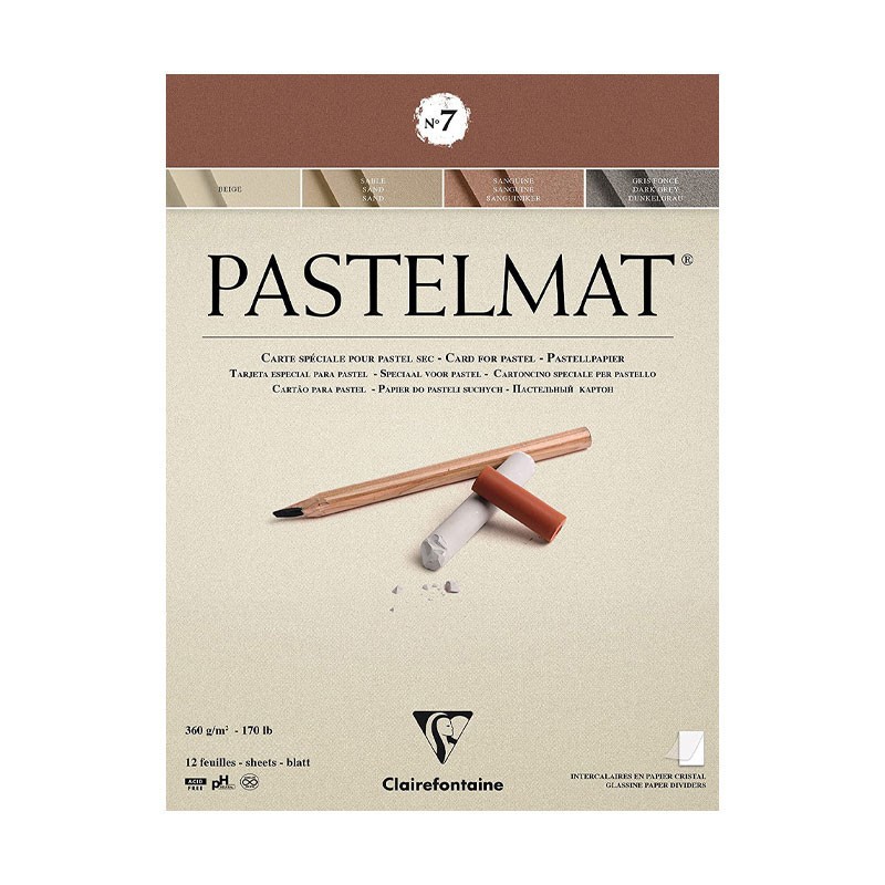 Bloc pastelmat Clairefontaine N7, 12 feuilles de papier haut de gamme 30x40 cm
