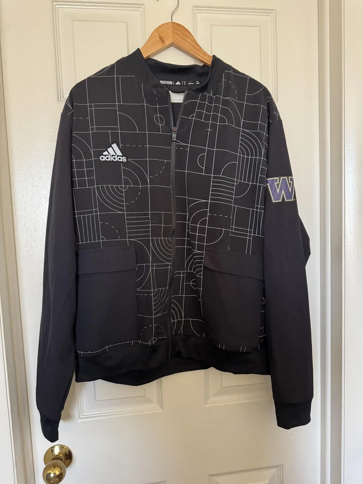 Chaqueta Washington Huskies Mujer XL Negra NCAA Adidas Cremallera Completa Playoff Verde Prima Foto 4 de 4