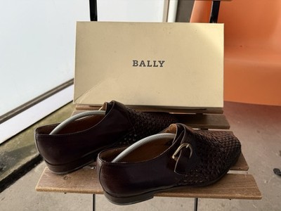 Tolles authentisches Paar Bally Lomondo Schuhe aus braunem geflochtenem Leder