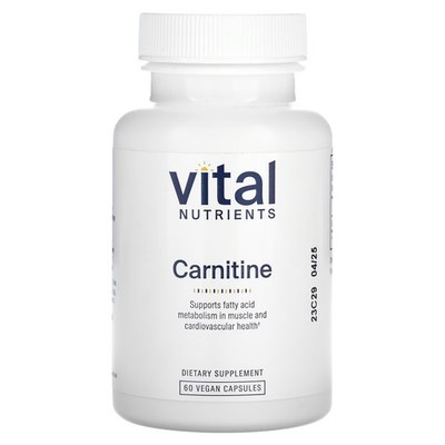 2 X Vital Nutrients, Carnitine, 500 mg, 60 Vegan Capsules-Worldwide