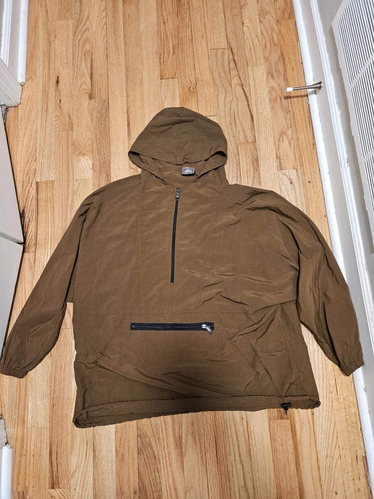 Vintage Woolrich Anorak Windbreaker Half Zip Brown Mens XL image 2