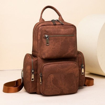 Practical Womens School Bag Small Backpack PU Shoulder Bag for Everyday Use