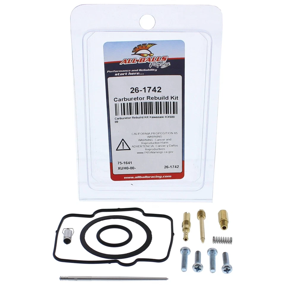 New All Balls Carburetor Rebuild Kit 26-1742 for Kawasaki KX 500 89 Foto 3 de 4