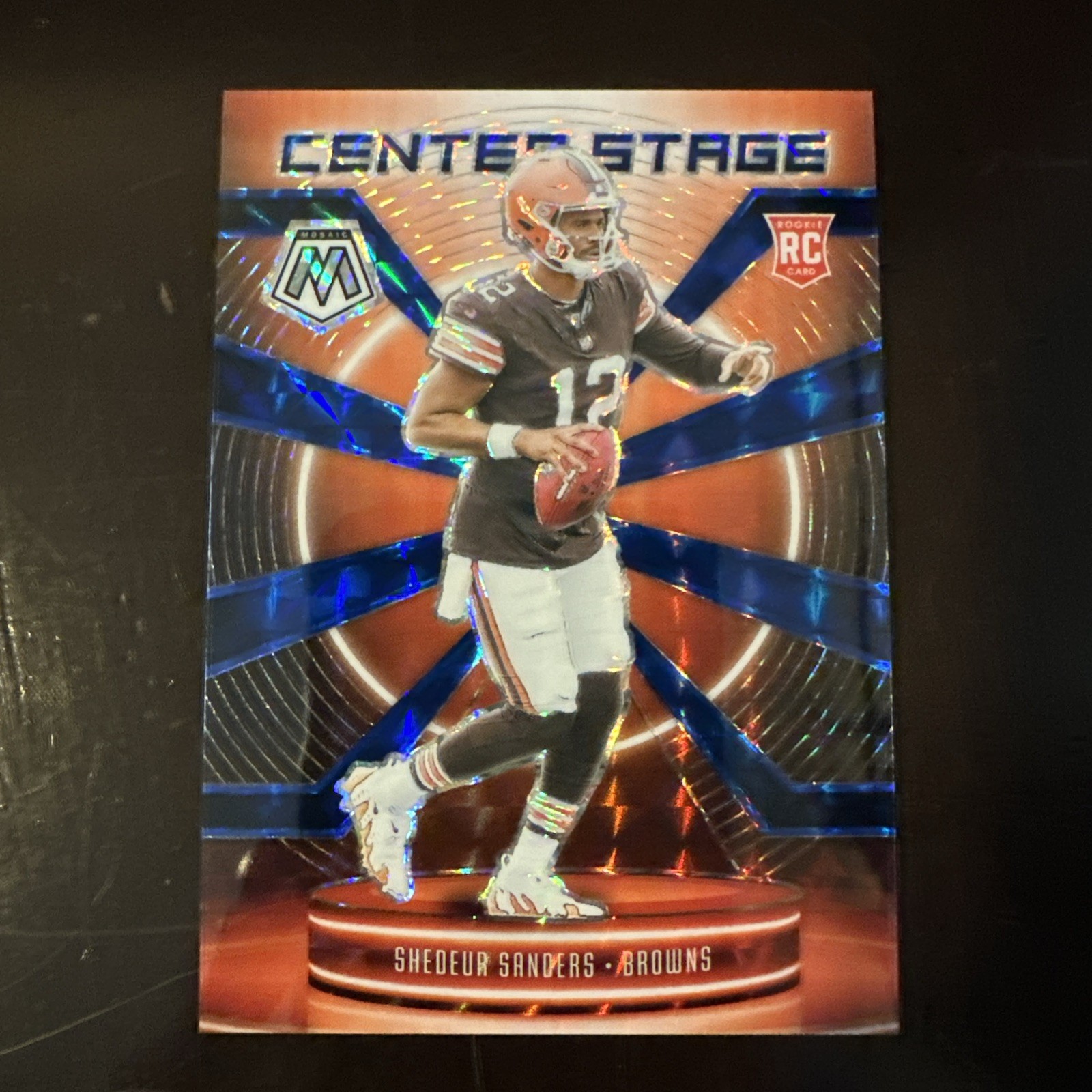 2025 Mosaic Shedeur Sanders Center Stage RC Rookie  Blue Prizm 50/99 SP Browns