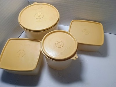 Tupperware Beige & Sheer Refrigerator Canister Set Of 4 As Shown