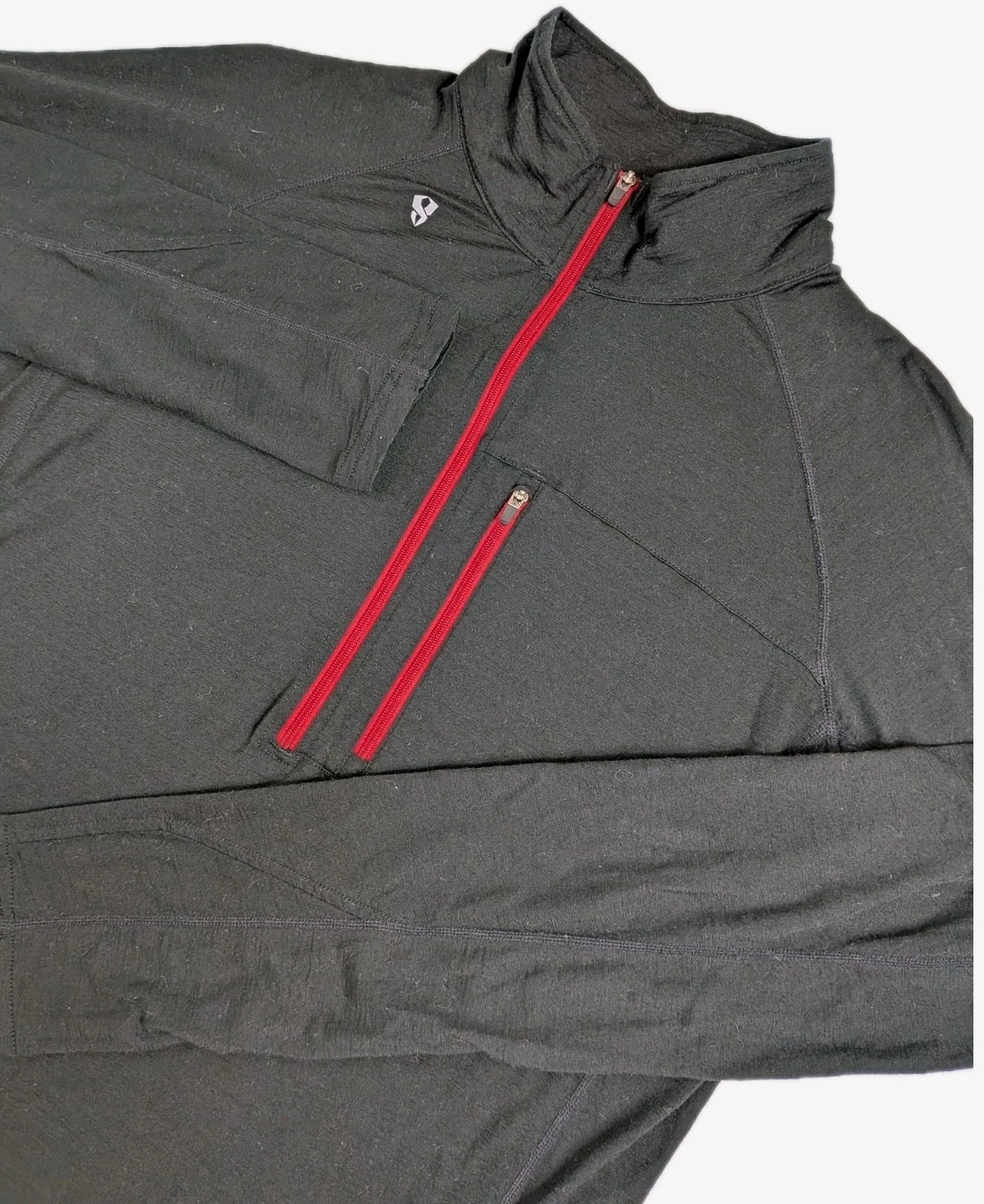 Stoic 1/2 Zip Pullover Shirt Mens Medium Black 100% Merino Wool Base Layer