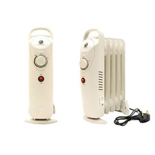 Oil Filled Radiator, 650W 5 Fin Electric Heater Portable Adjustable Thermostat