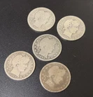 Lot of (5) 90% Silver  Barber Quarters - 1895 - 1898 - 1907 - 1912 - 1914