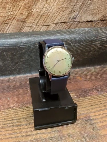 Vintage 1966 Timex Mercury 32MM Mechanical Watch Tropical Patina Dial Runs Good