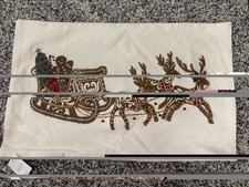 Pottery Barn Reindeer And Sleigh Gingerbread Christmas Tree Pillow Cover Lumbar